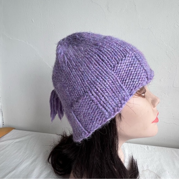 Chunky Hand Knit Tassel Winter Beanie Hat - Picture 6 of 12